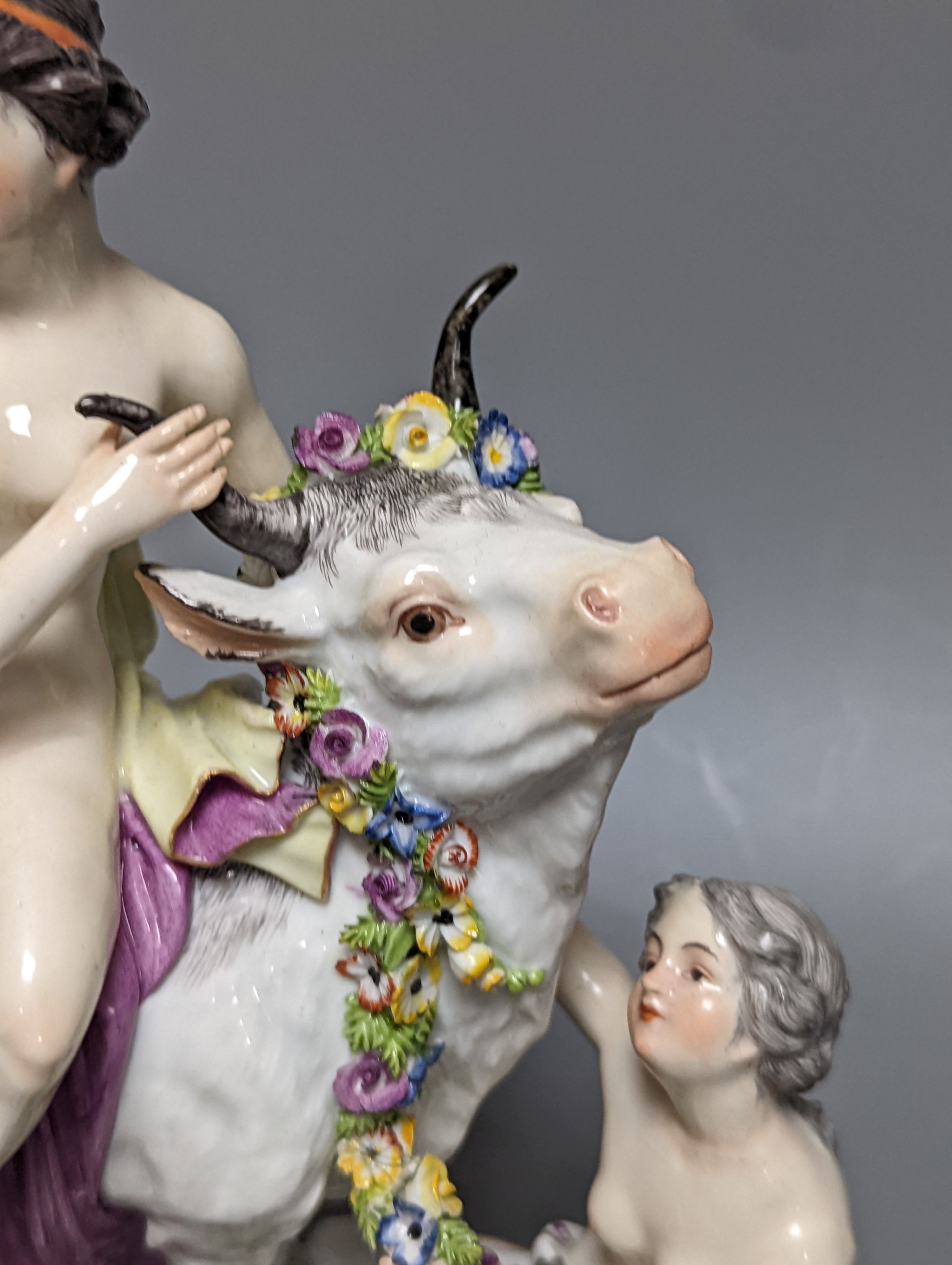 AcLudwigsburg porcelain figural group Europa and the Bull, late 19th century, 23cm